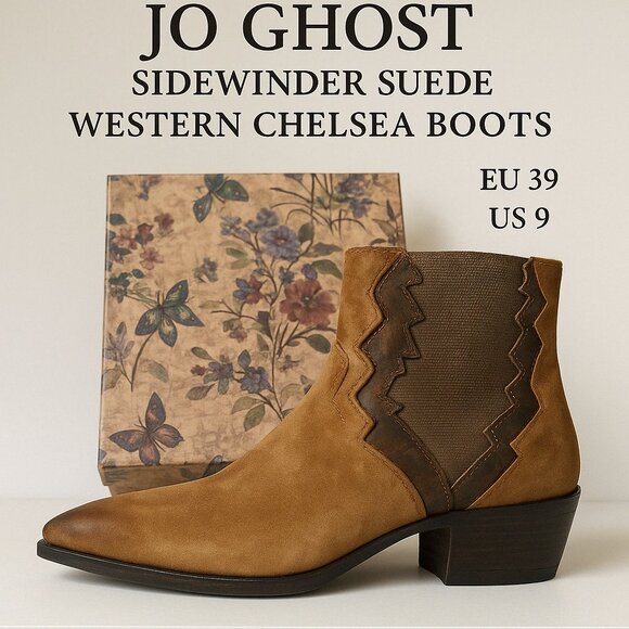 Jo Ghost Women's Sidewinder Suede Western Chelsea Boots EU 39 US 9 Italy Brown